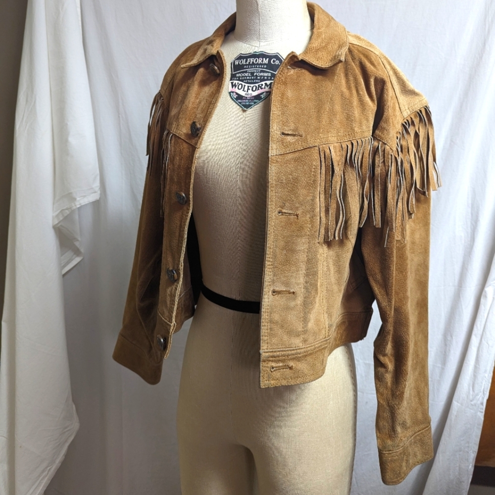 Vintage Liz Claiborne Leather Cuir and Fringe Ranch Jacket Final Price